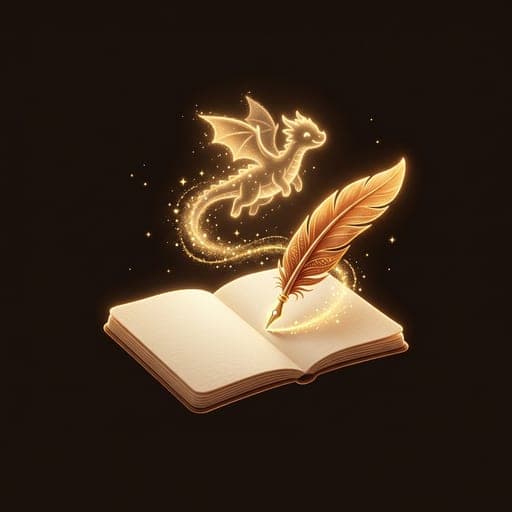 A magical quill writing a brand-new story